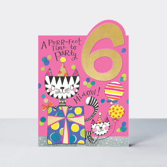 Age 6 Kitty Birthday Card