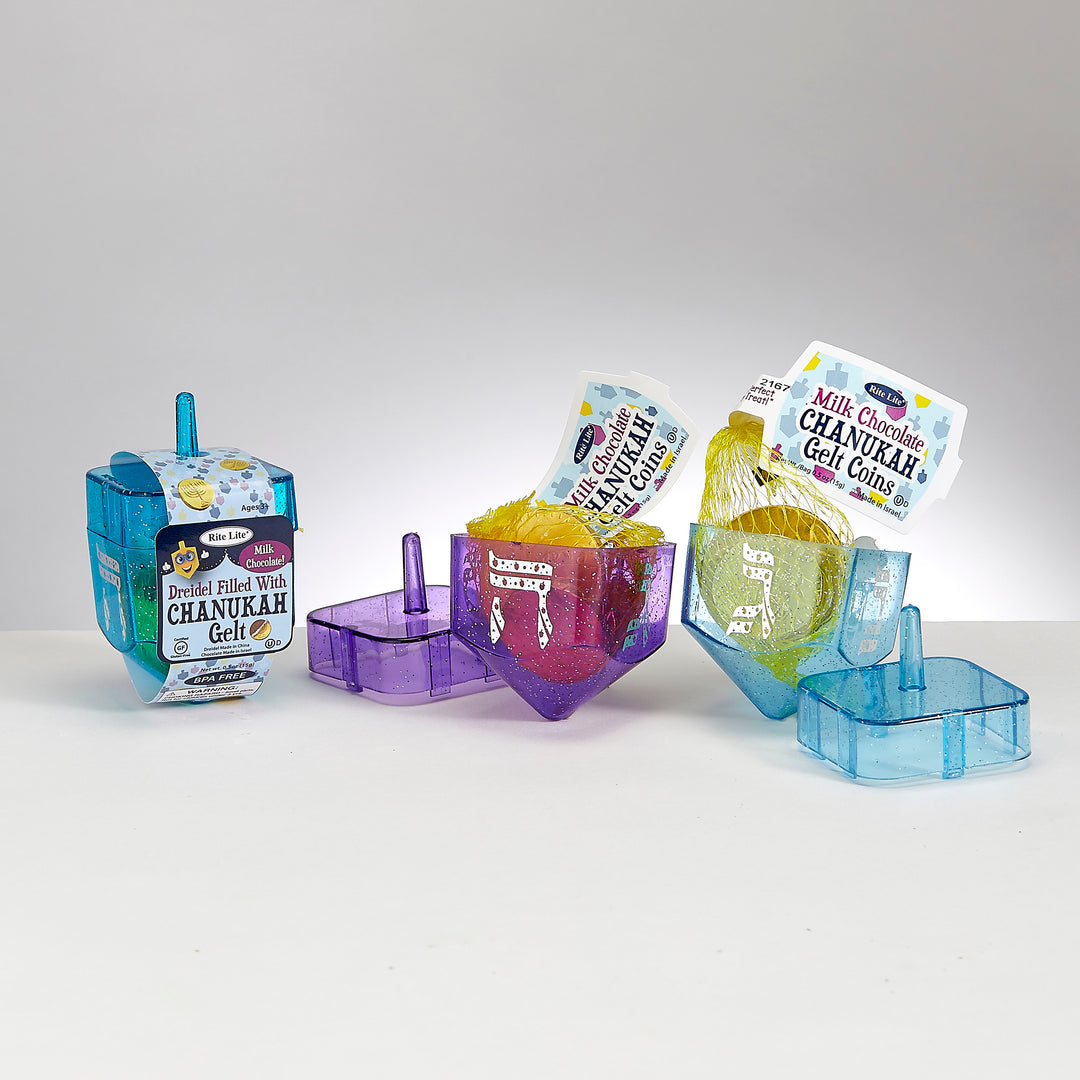 Plastic Dreidel Filled With Chanukah Gelt