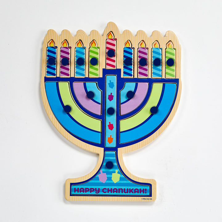 Chanukah Menorah Shaped Wood Puzzle