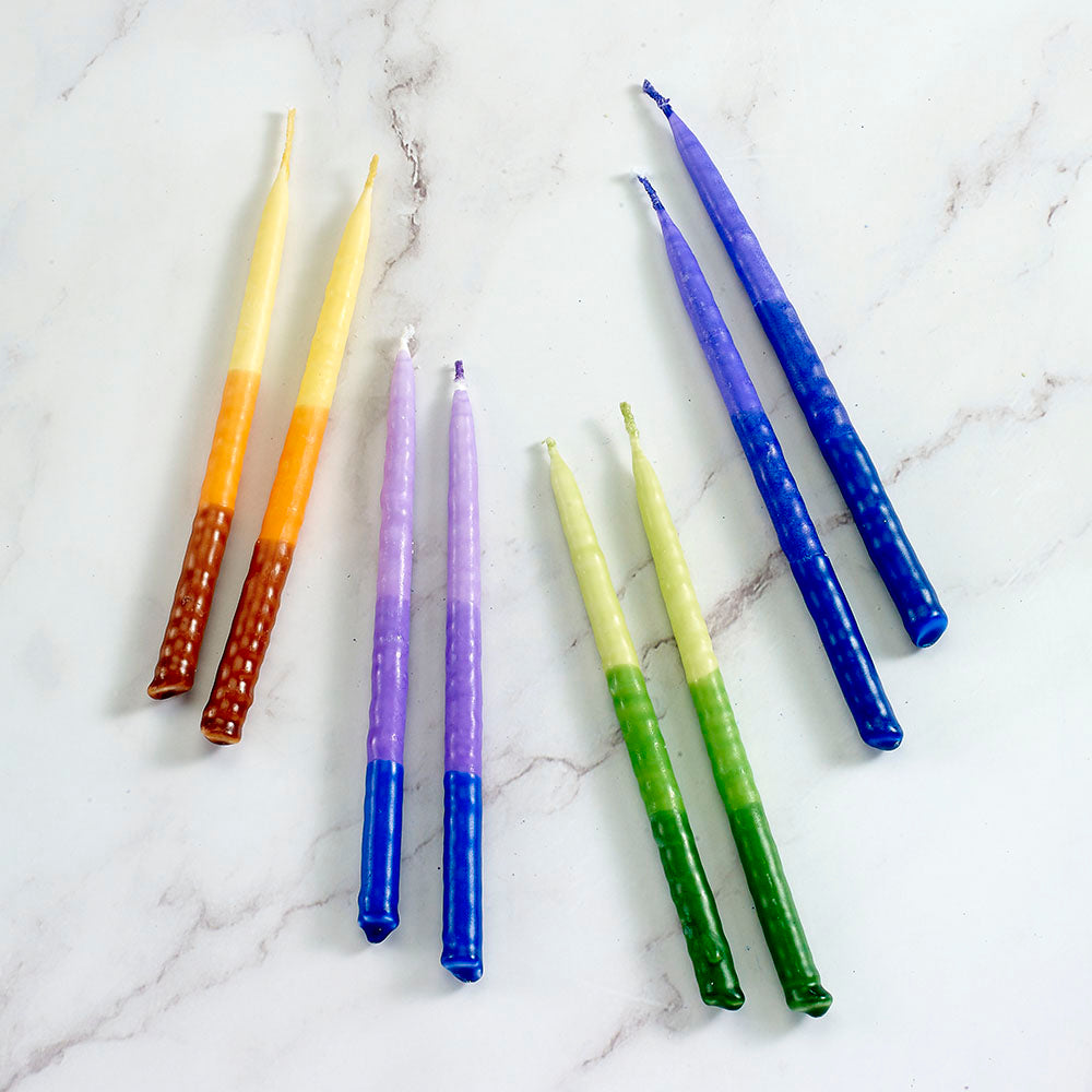 Premium Hand Dipped Multicolour Chanukah Candles