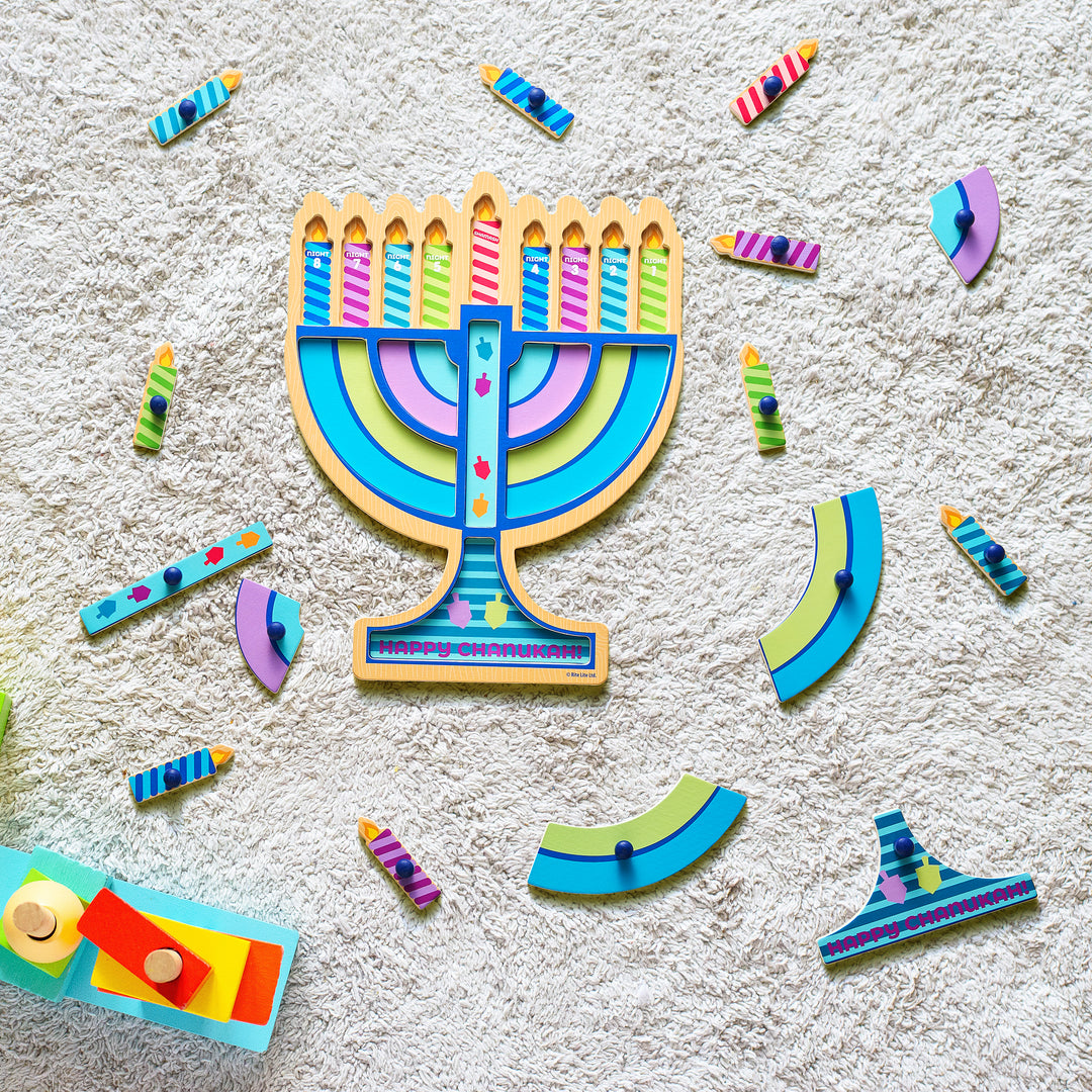 Chanukah Menorah Shaped Wood Puzzle