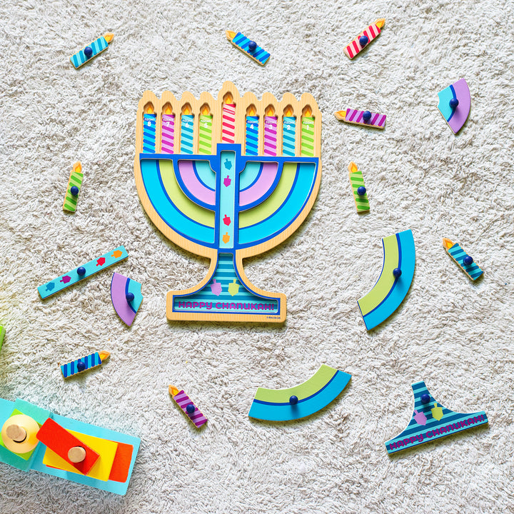 Chanukah Menorah Shaped Wood Puzzle