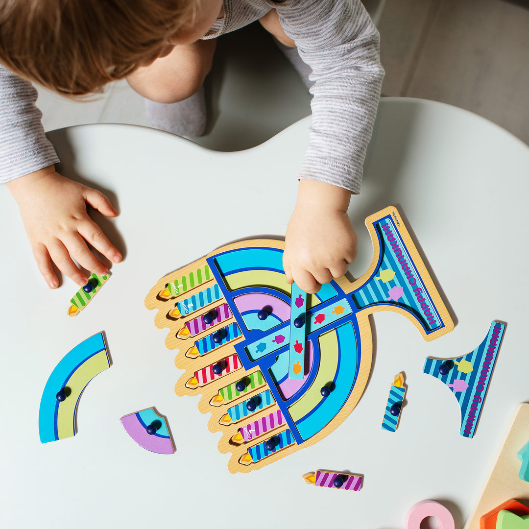 Chanukah Menorah Shaped Wood Puzzle
