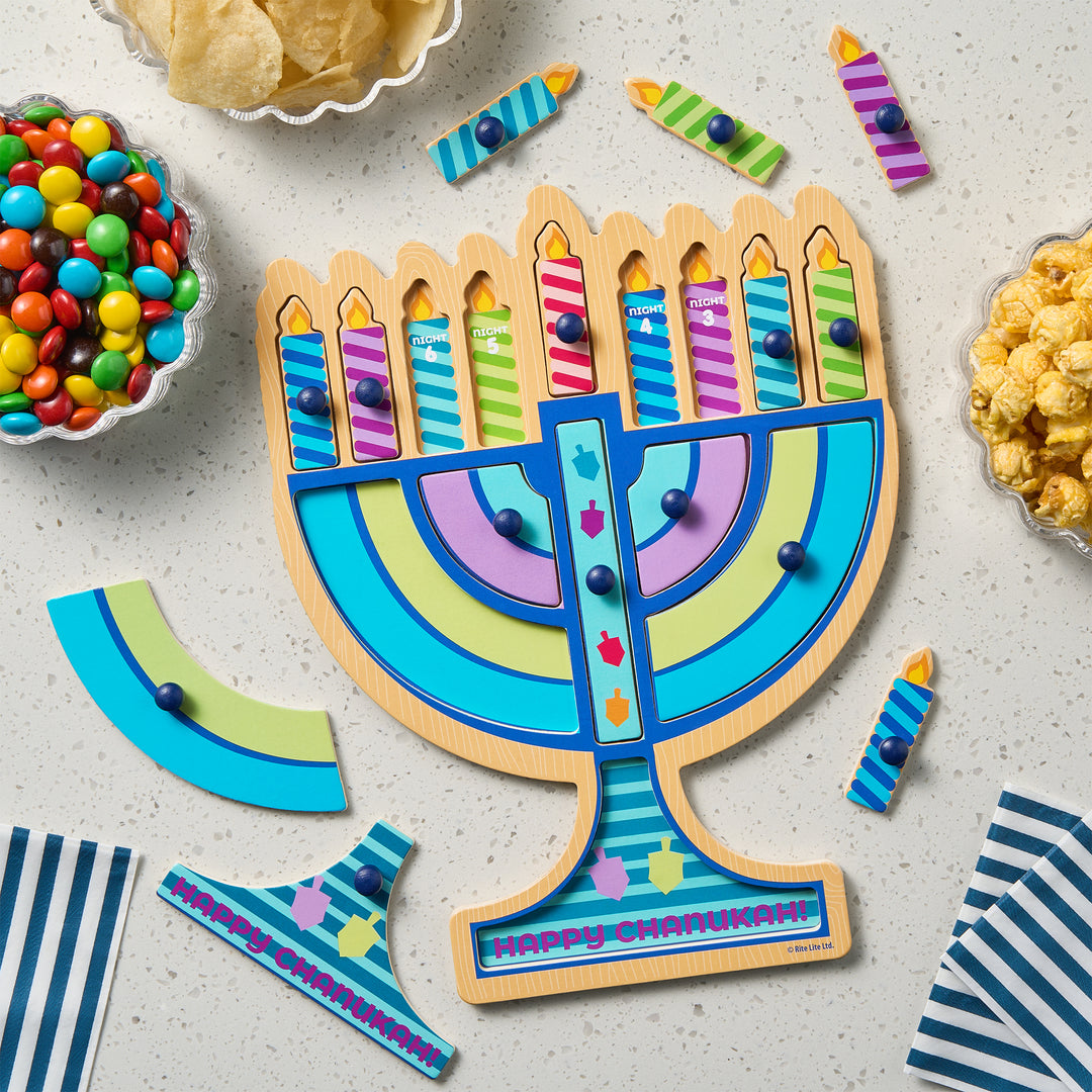 Chanukah Menorah Shaped Wood Puzzle