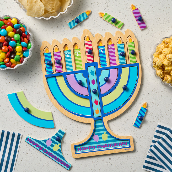 Chanukah Menorah Shaped Wood Puzzle