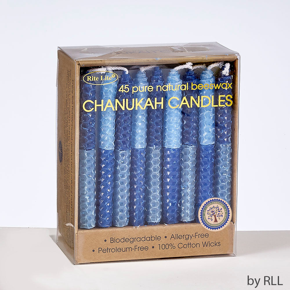 Hand Rolled Honeycomb Beeswax Blue Chanukah Candles
