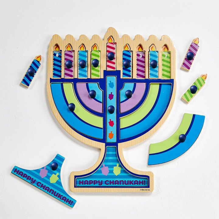 Chanukah Menorah Shaped Wood Puzzle