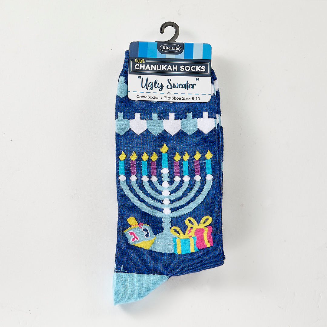 Chanukah "Ugly Sweater" Adult Crew Socks