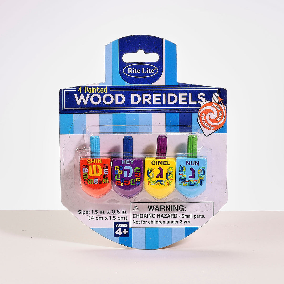 Wooden Dreidels 4pk