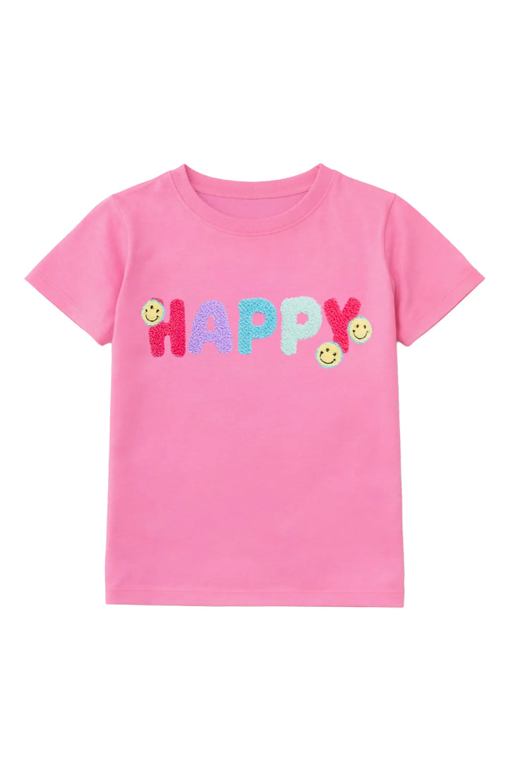 Preppy Goose Happy Applique Short Sleeve Tee