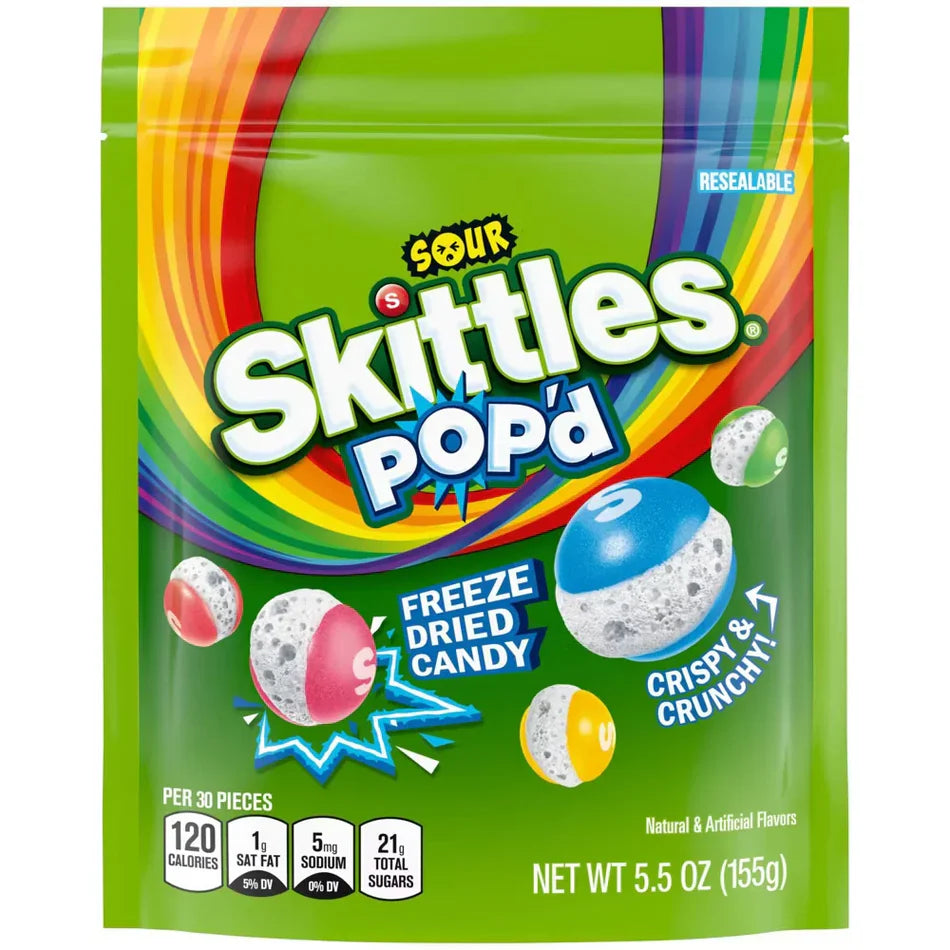 Sour Skittles Pop'd Freeze Dried Candy