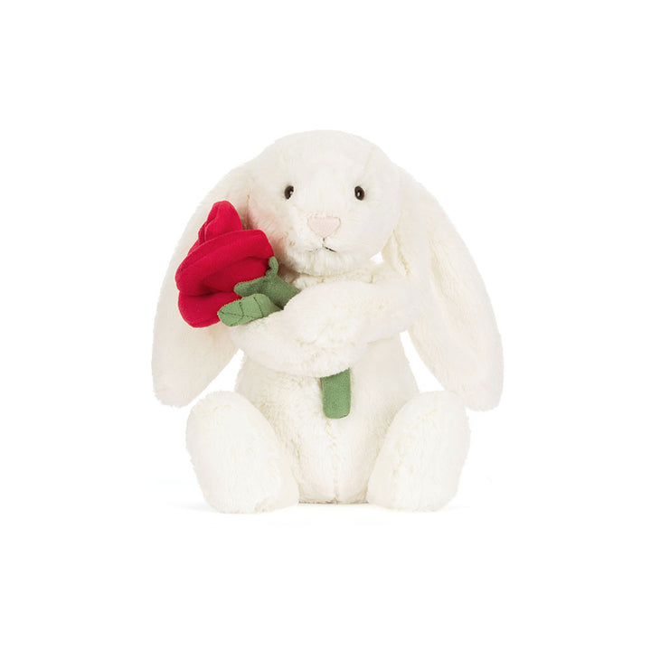 Jellycat Cream Bunny With Rose- LIMIT ONE PER CUSTOMER