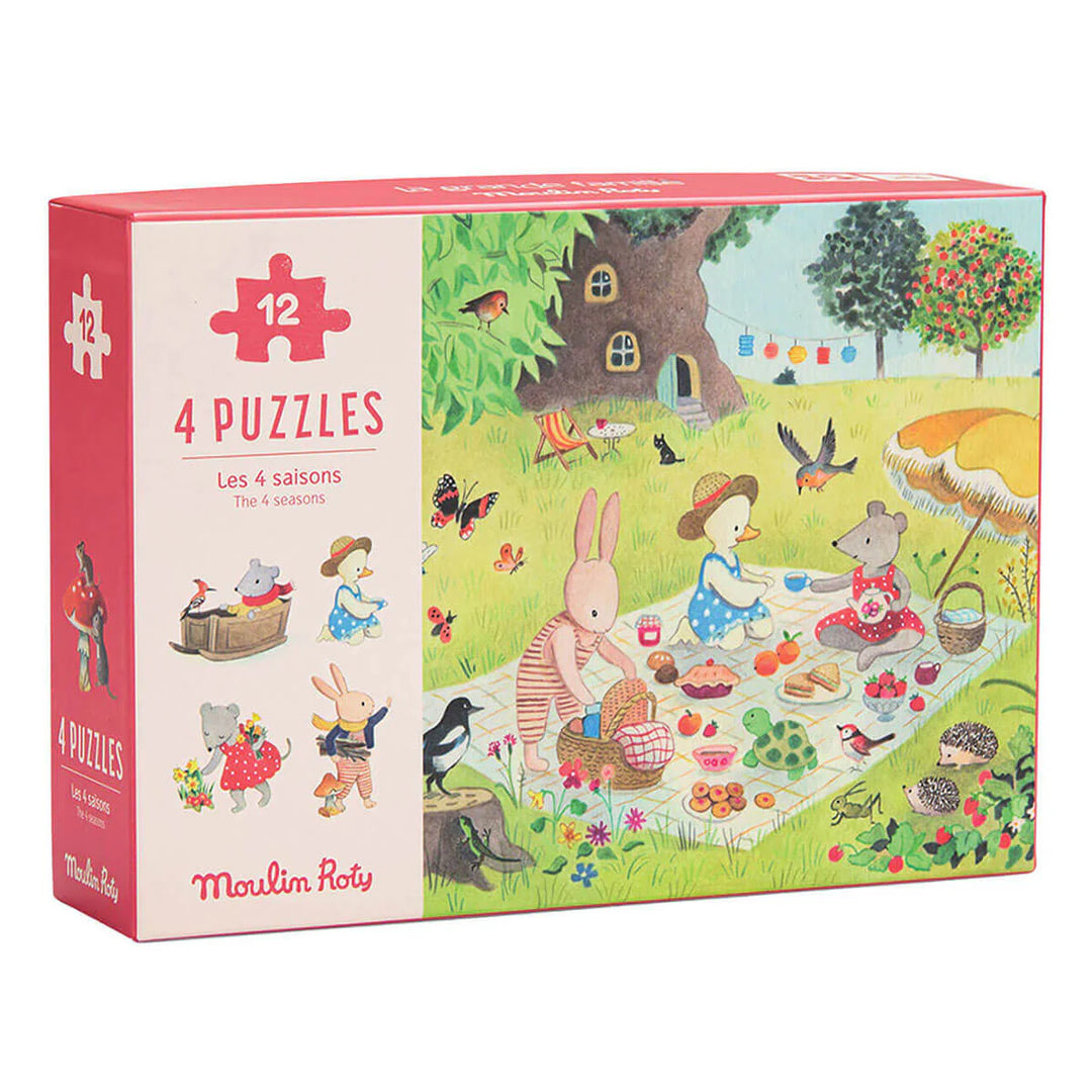 Moulin Roty La Grande Famille - Seasons Mini Puzzles (4x12pcs)
