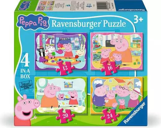 Ravensburger Peppa Pig Family Time 4 In A Box - 12, 16, 20, 24 pc Puzzle