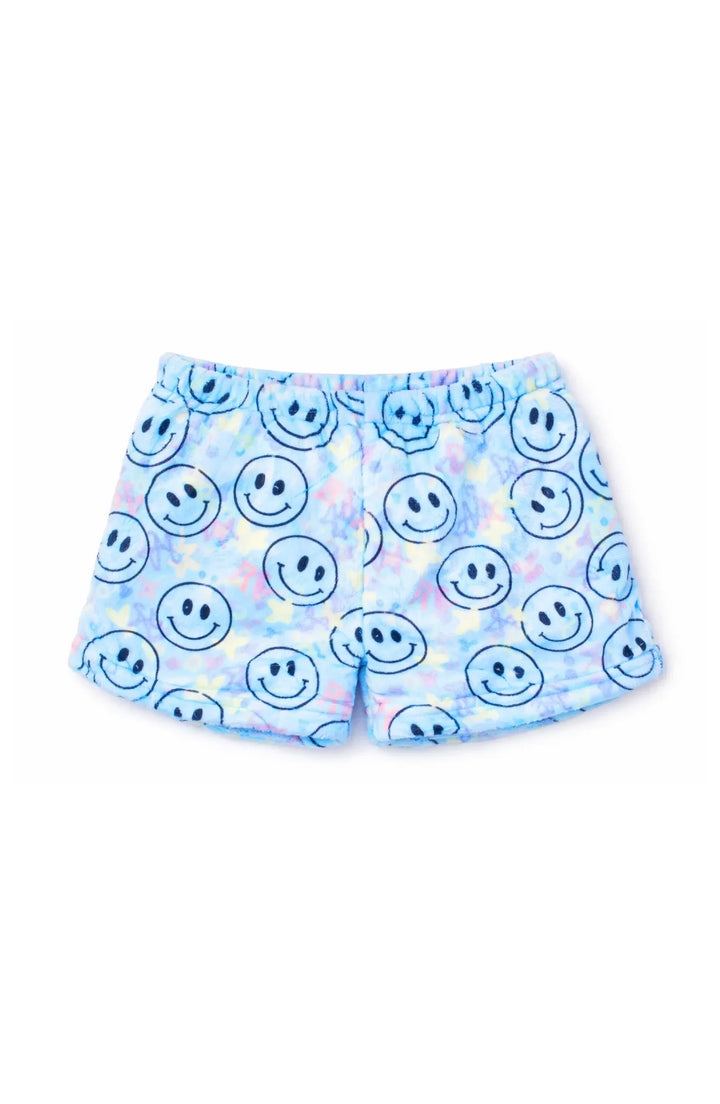 Preppy Goose Blue Smiley Plush Lounge Shorts