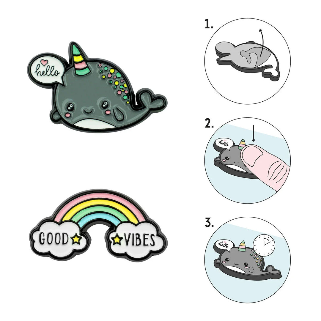 Narwhal + Rainbow Cutie Metal Stickers