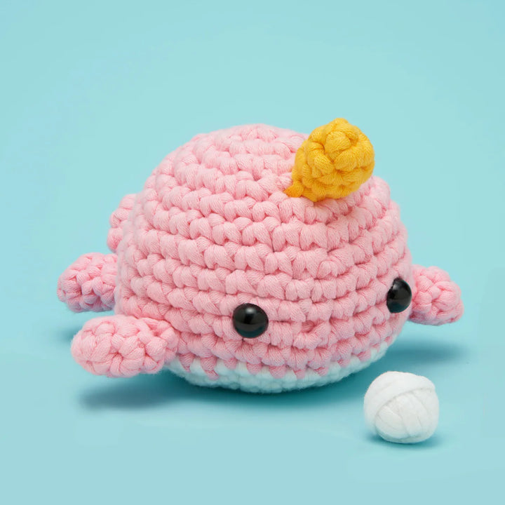 The Woobles: Bjorn the Narwhal (Pink) Learn To Crochet Kit