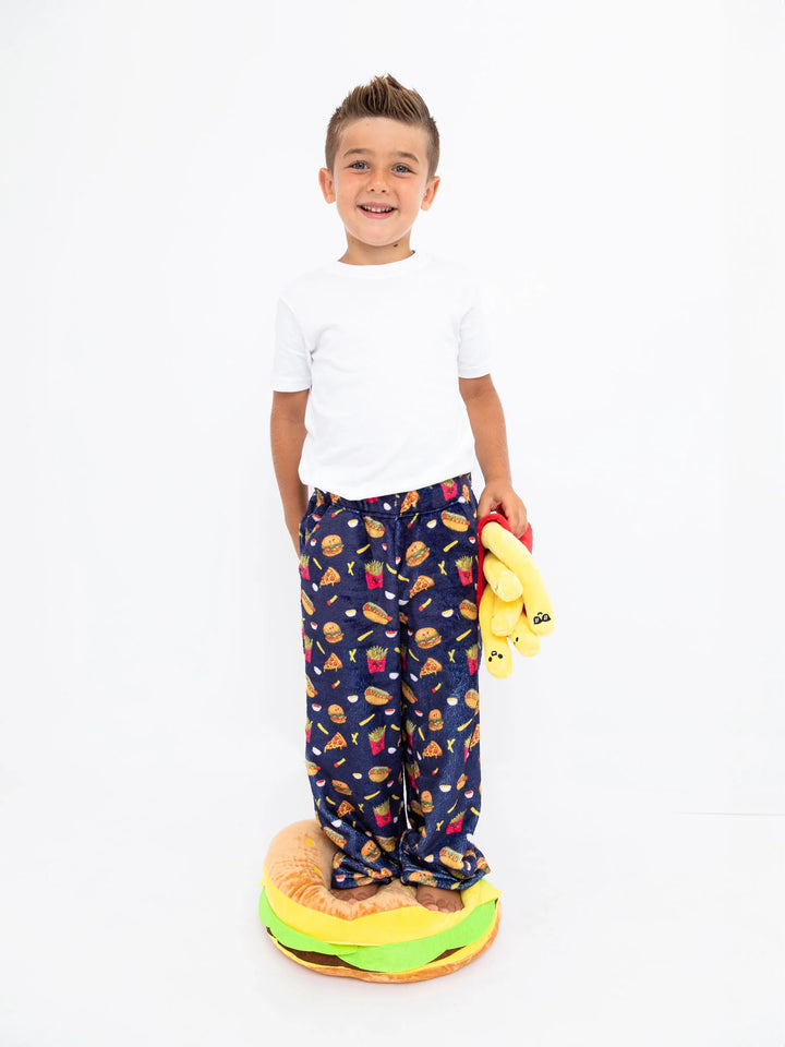 Preppy Goose Boy's Burger and Fries Plush Loungewear Pant