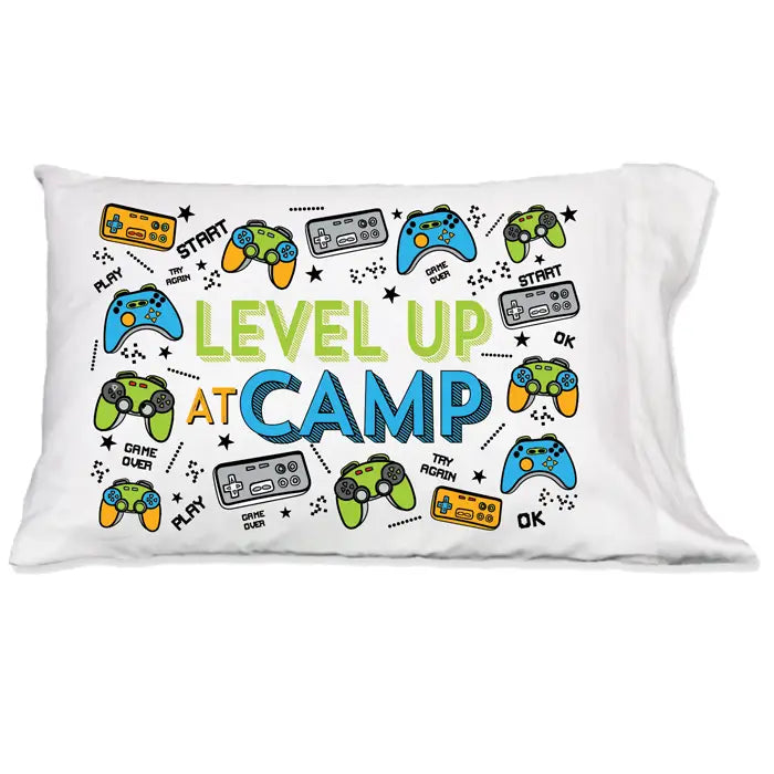 Level Up At Camp Game Controllers Pillowcase