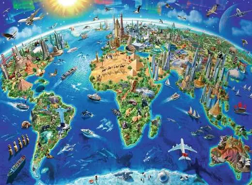 Ravensburger World Landmarks Map Jigsaw Puzzle 300pc