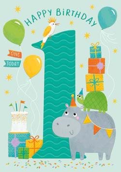 Age 1 Animal Birthday Card