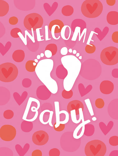 Baby Girl Footprints Enclosure Card