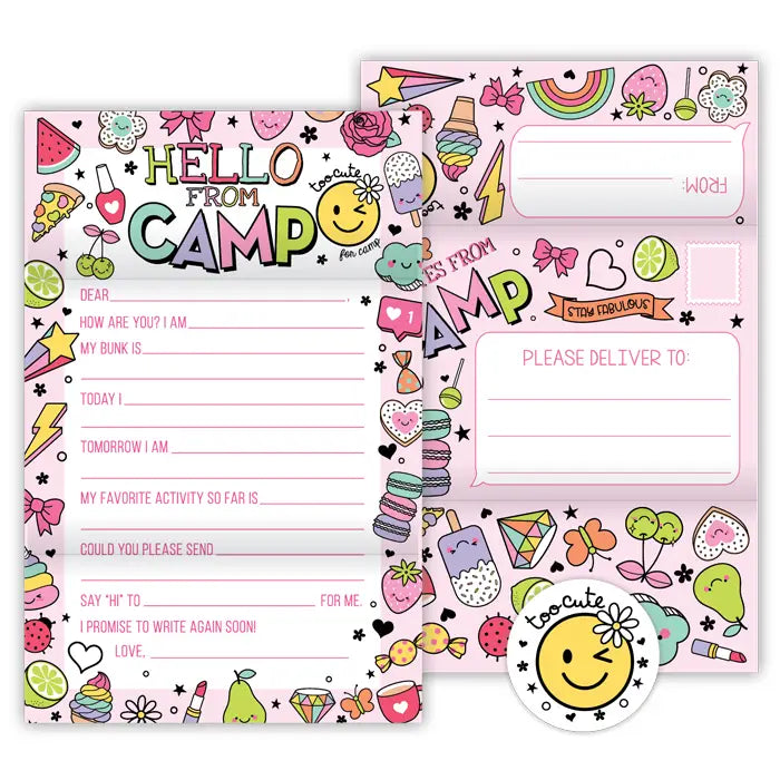Pink Hello from Camp Fill-In Icons Fold N Seal