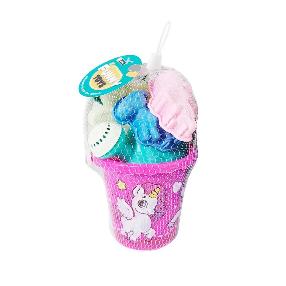 Sunny Dayz 6pcs Beach Playset w/Unicorn Printed Bucket