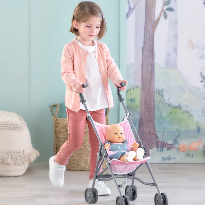 Corolle Umbrella Stroller for 14" & 17" Doll - Pink Stripe