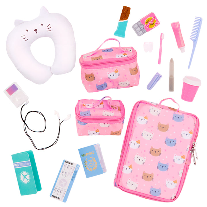 Our Generation Accessories - Purrfectly Packed Luggage & Travel Set for 18" Doll