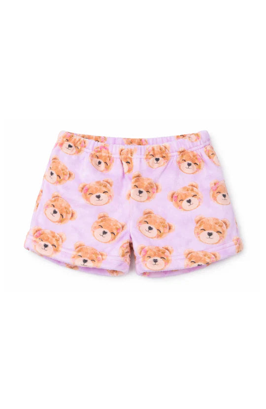 Preppy Goose Lavender Teddy Plush Lounge Shorts
