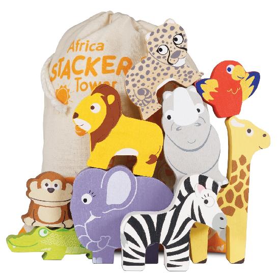 Le Toy Van African Stacking Animals & Bag