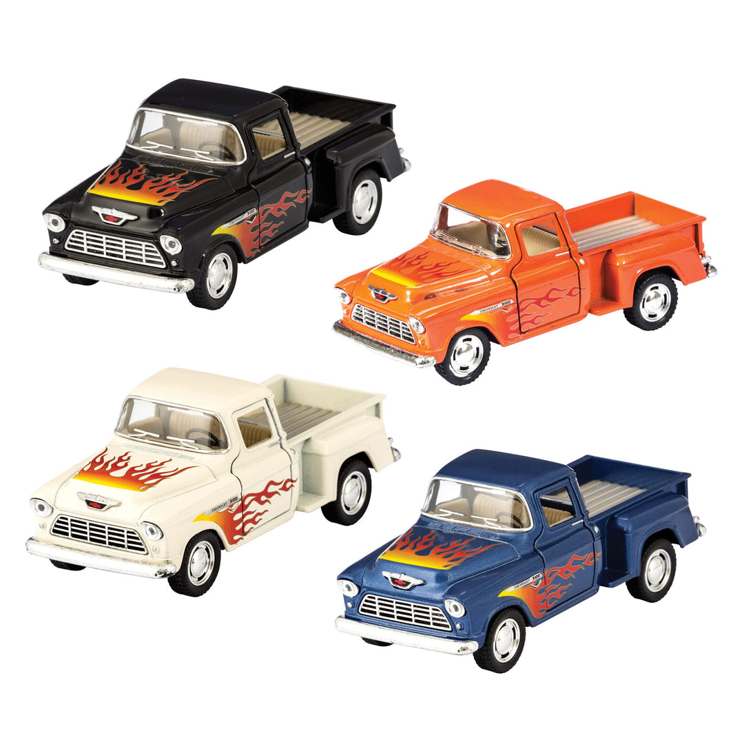 Die Cast 55′ Chevy Pickup Flames Pull Back Vehicle