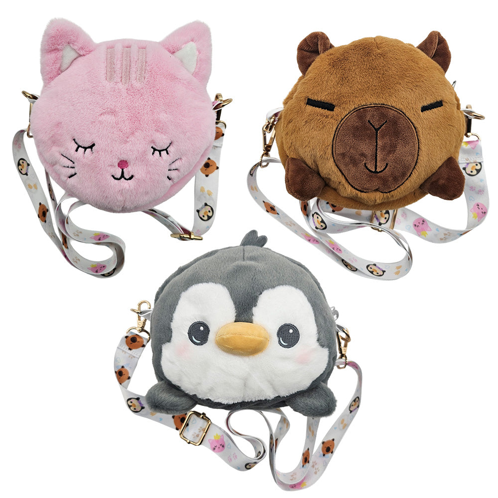 Cute Animal Crossbody Plush Purse, Assorted