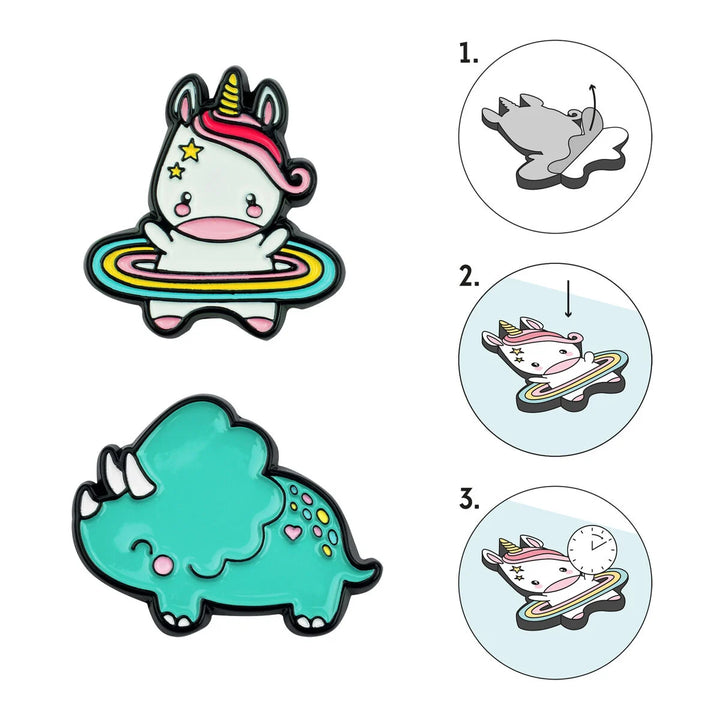 Unicorn + Rhino Cutie Metal Stickers