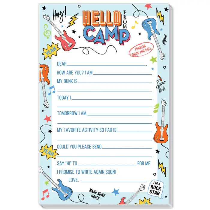Blue Hello from Camp Electric Guitars Fill-In Stationery Pads