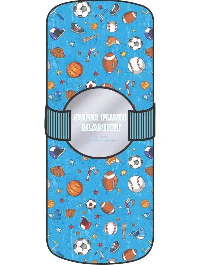 Preppy Goose Blue Sports Print Plush Blanket