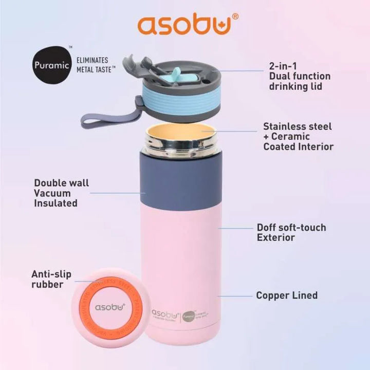 Asobu Aspen Pastel Pink Water Bottle 20oz