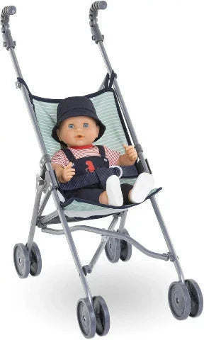 Corolle Umbrella Stroller for 14" & 17" Doll - Sage Stripe