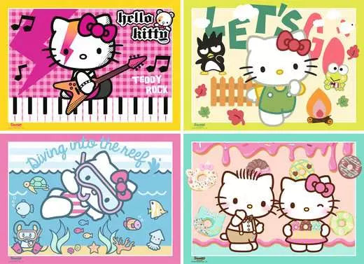 Ravensburger  Let's go, Hello Kitty! 4 x 100pc Puzzle