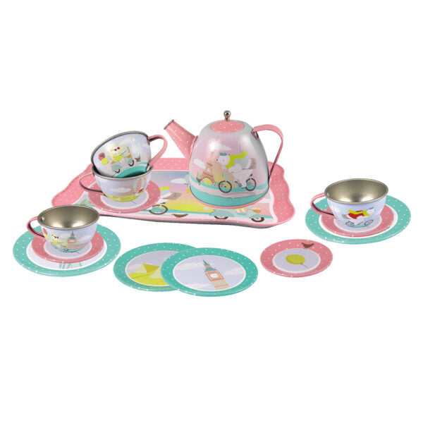 Animal Tourists Tin Tea Set In Carry Case