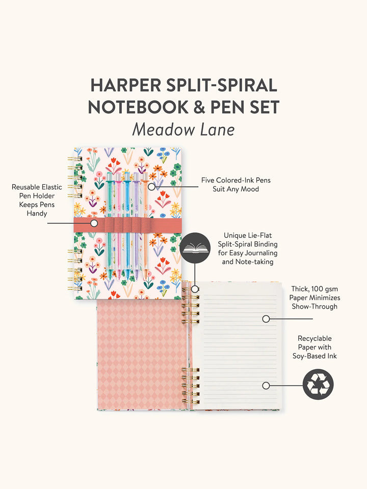 Meadow Lane Harper Split-Spiral Notebook & Pen Set