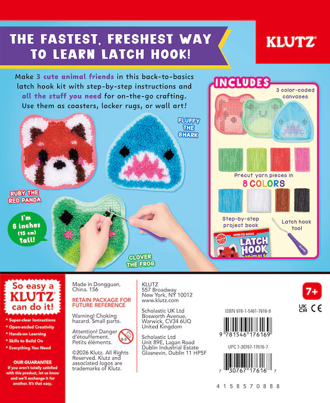 Klutz: Latch Hook Animals: Red Panda, Frog &amp; Shark