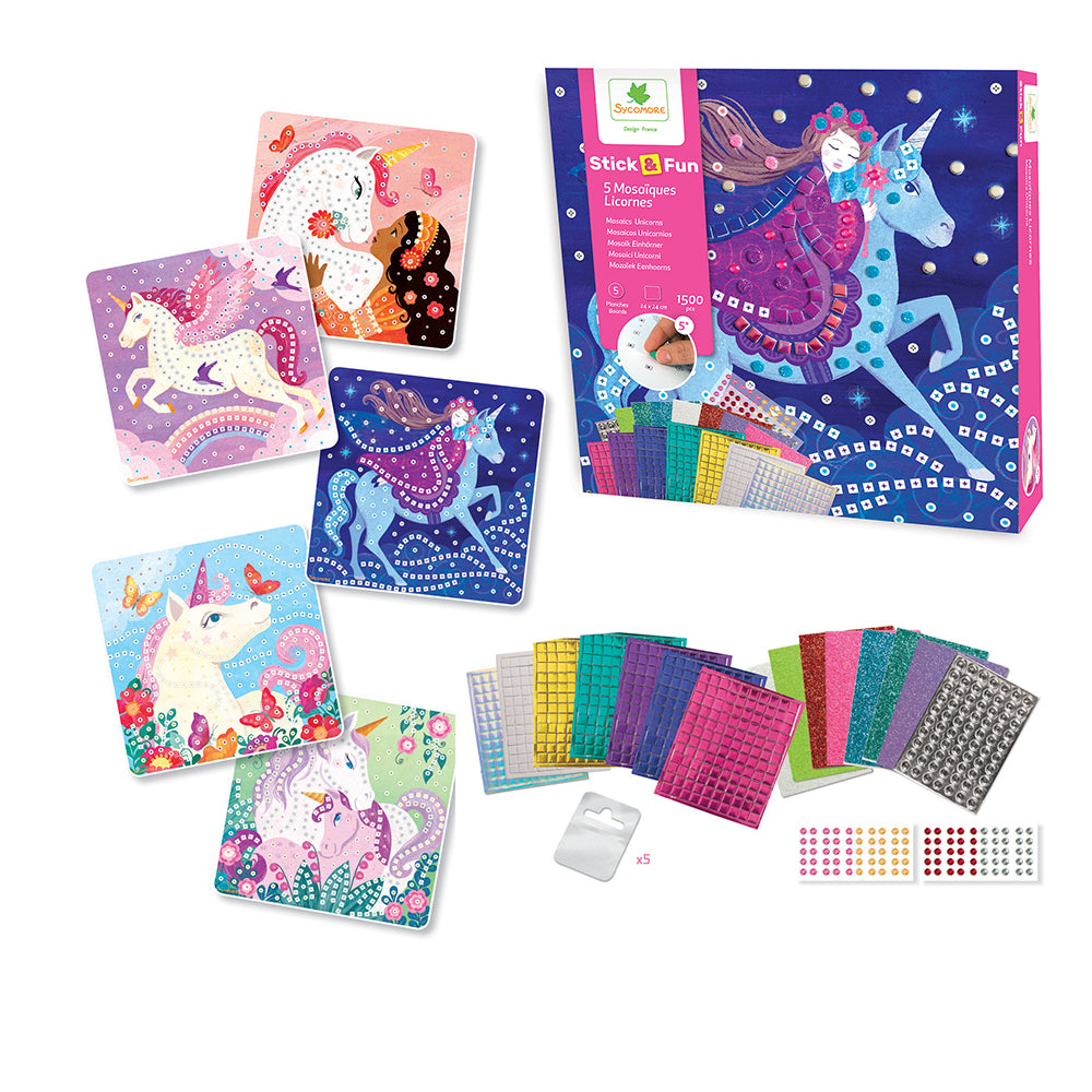 Stick'N Fun - Large 5 Mosaics Unicorns