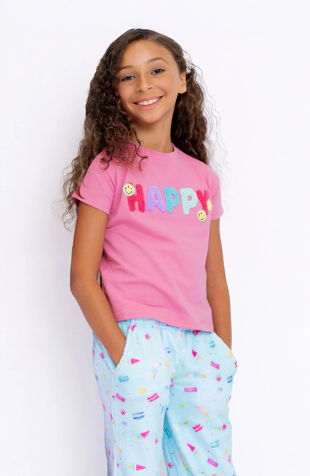 Preppy Goose Happy Applique Short Sleeve Tee