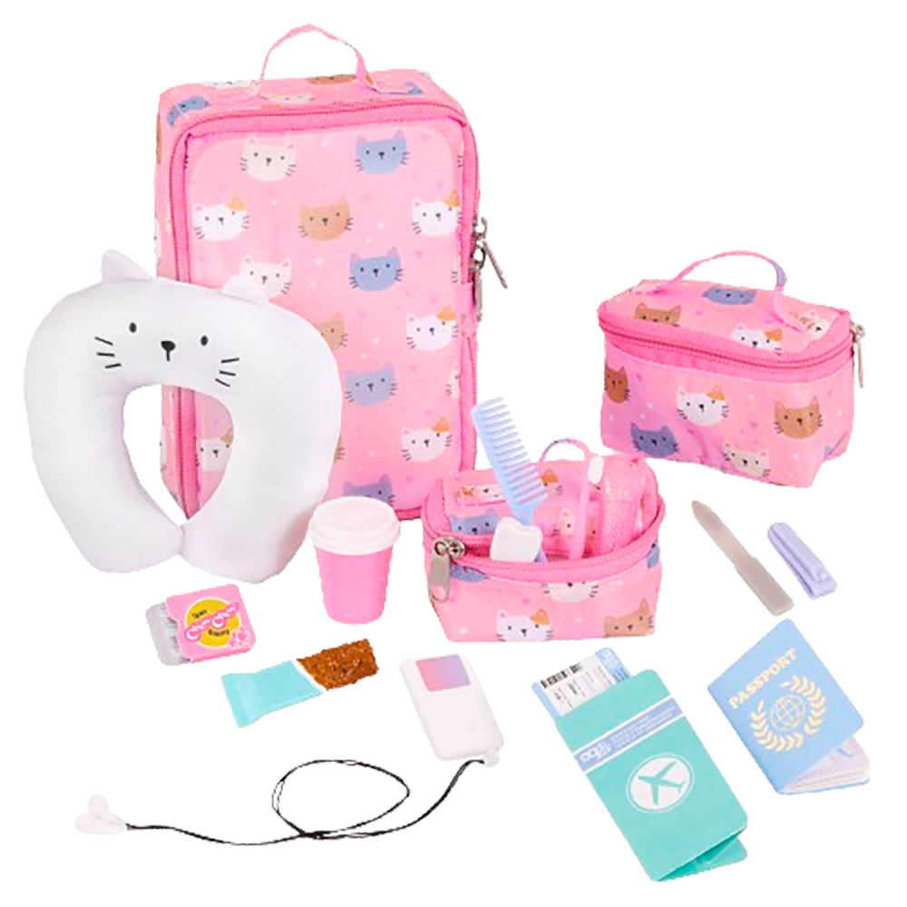 Our Generation Accessories - Purrfectly Packed Luggage & Travel Set for 18" Doll
