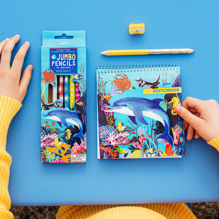 Sea Life 6 Jumbo Double-Sided Colored Pencils
