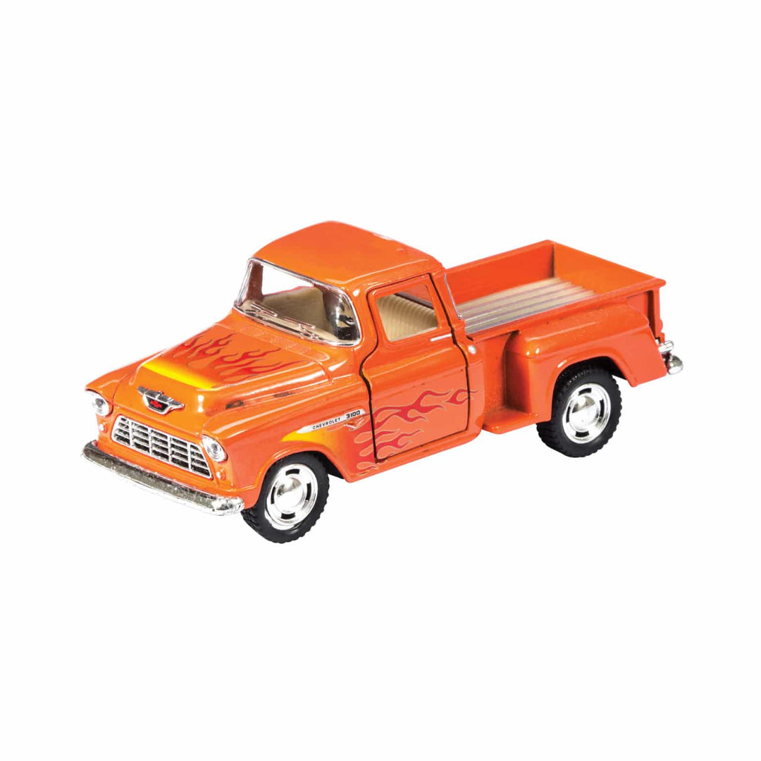Die Cast 55′ Chevy Pickup Flames Pull Back Vehicle