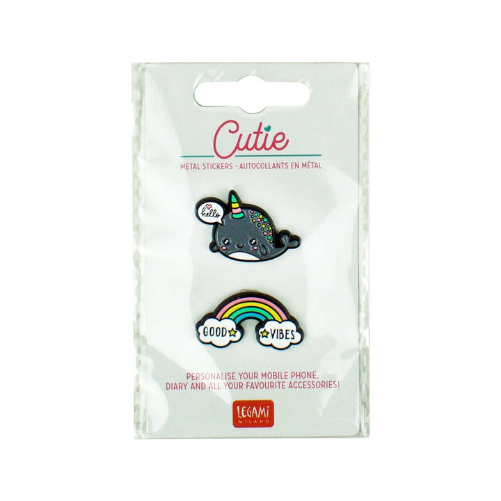 Narwhal + Rainbow Cutie Metal Stickers