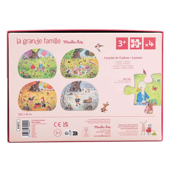 Moulin Roty La Grande Famille - Seasons Mini Puzzles (4x12pcs)